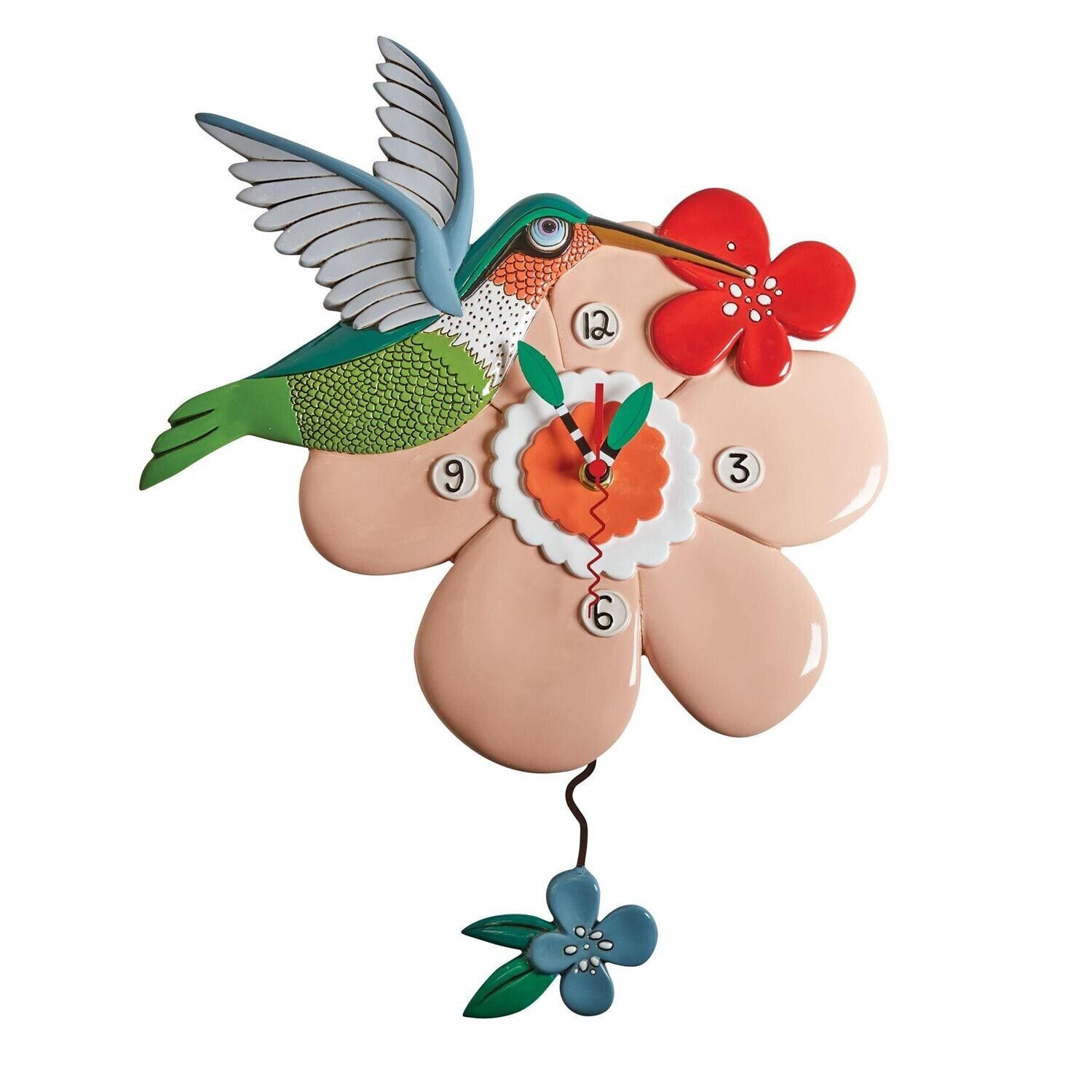 Allen Design Studio Wall Clock: Hummingbird on Flower, Item# 6012491