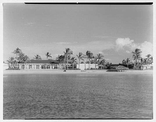Naples Florida 1959 Port Royal Beach Club Clubhouse from Water Palm Trees