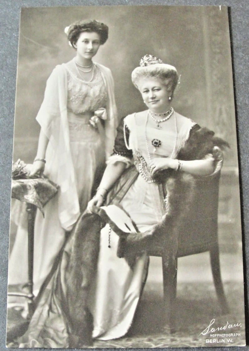 German Empress Auguste Viktoria & daughter Princess Viktoria Louise - 1910 RPPC.