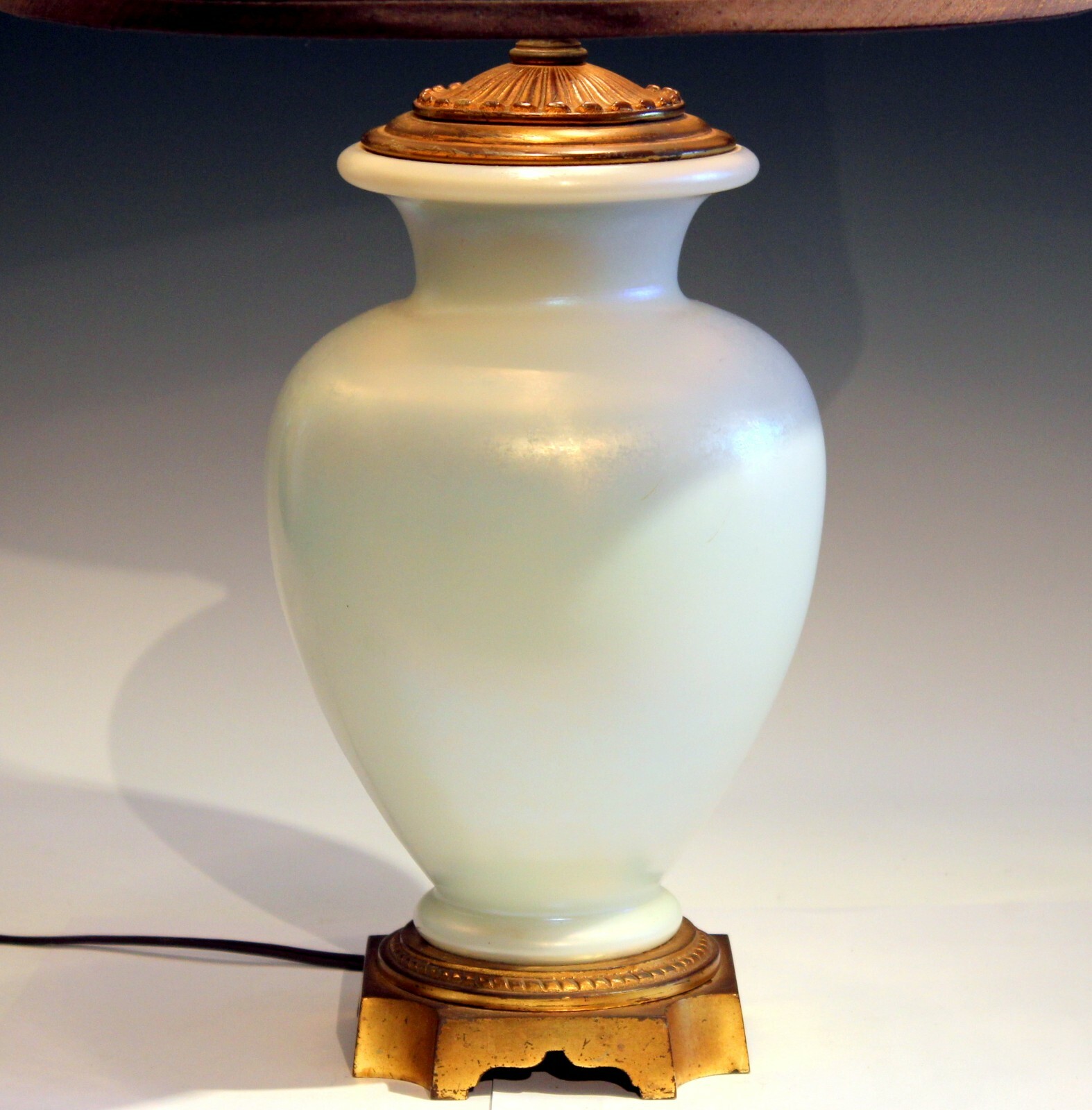 Antique Steuben Glass Ivrene Aurene Iridescent Vase Lamp Art Deco Gilt Bronze Antique Steuben Glass Ivrene Aurene Iridescent Vase Lamp Art Deco Gilt Bronze