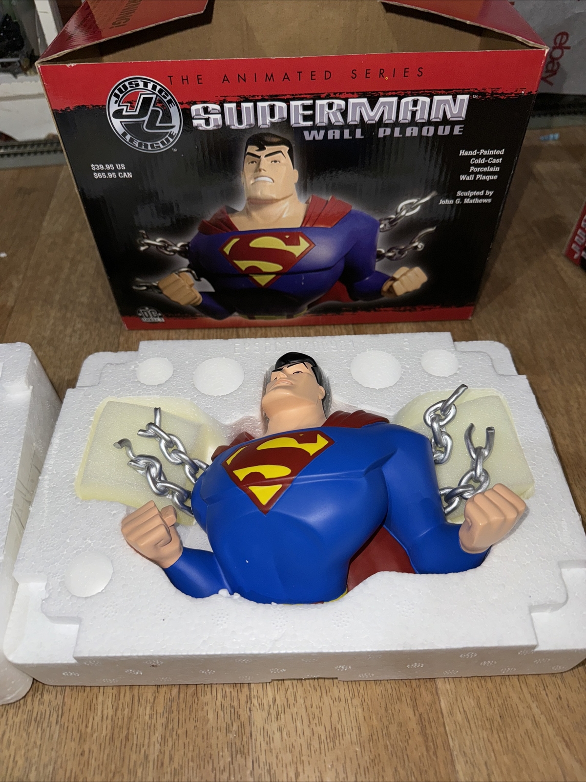 DC DIRECT JUSTICE LEAGUE ANIMATED SUPERMAN HAND PAINTED PORCELAIN WALL PLAQUE