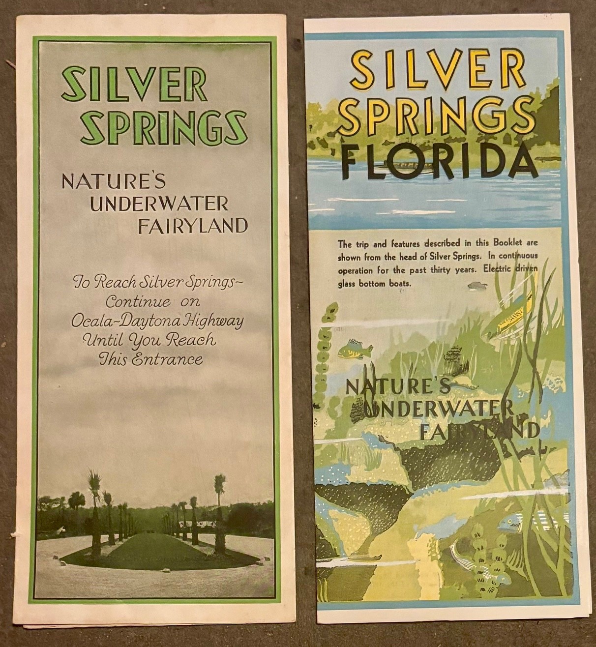 2 Vintage Pre-1940 Silver Springs Florida Advertising Brochures