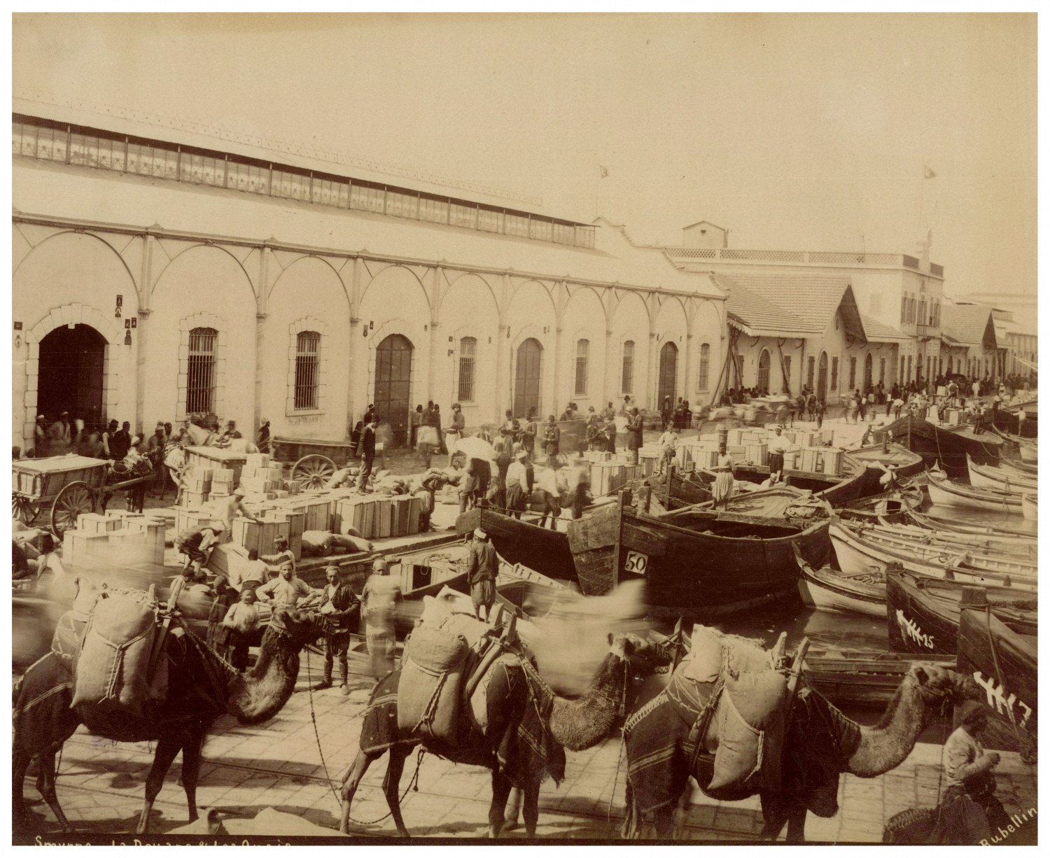 Rubellin, Turkey, Smyrna, Customs and Port Vintage Albumen Print Albumi Print