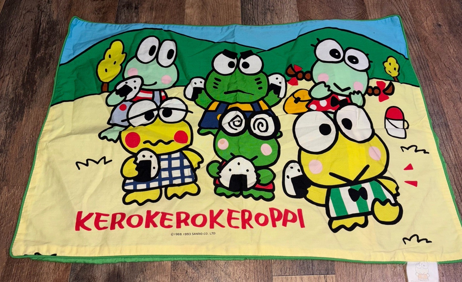 Vintage 1993 Sanrio Kerokerokeroppi Pillow Cover Japan 22.5” X 15.5” RARE