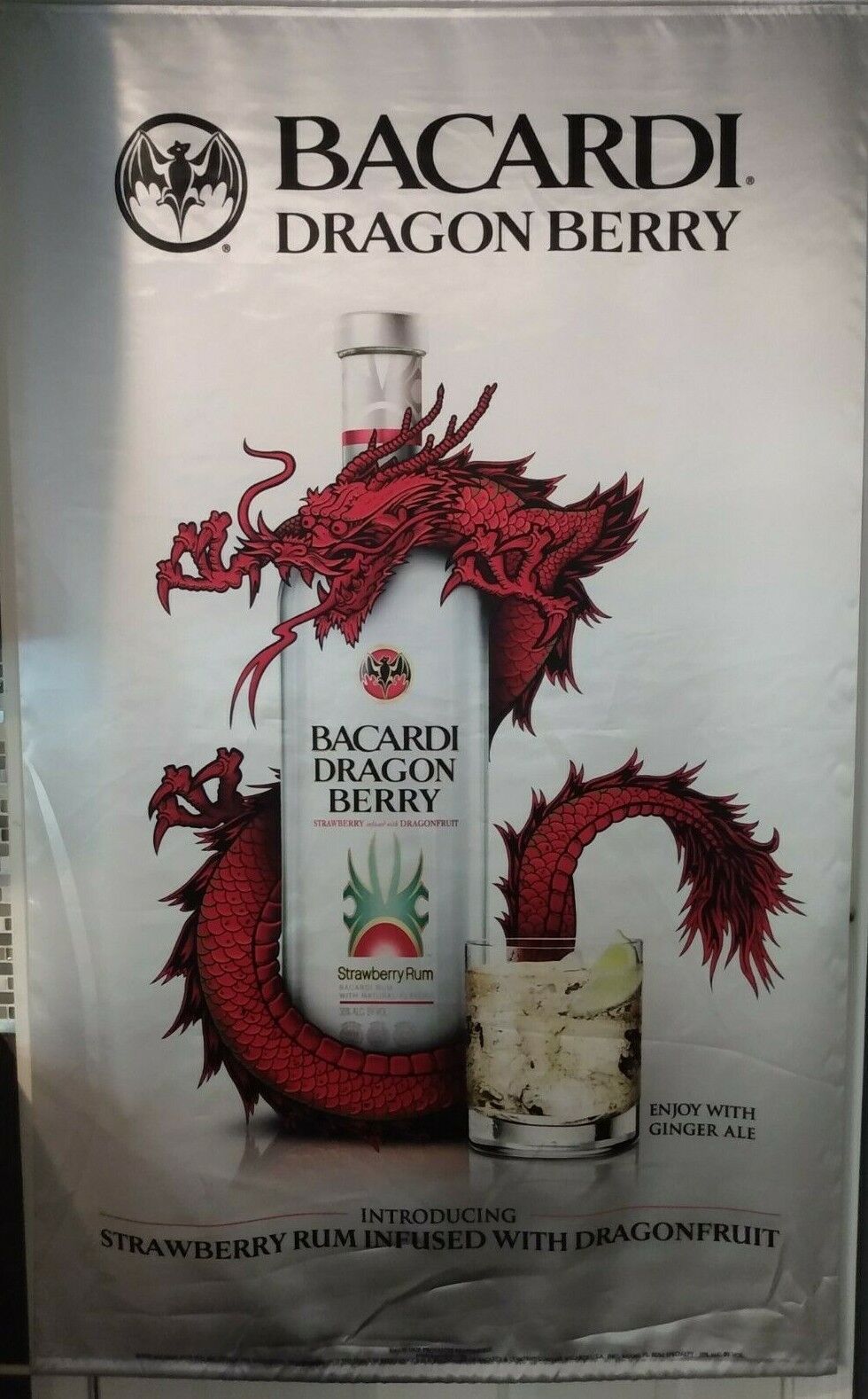2009 Bacardi Dragon Berry Strawberry Rum Large 36\