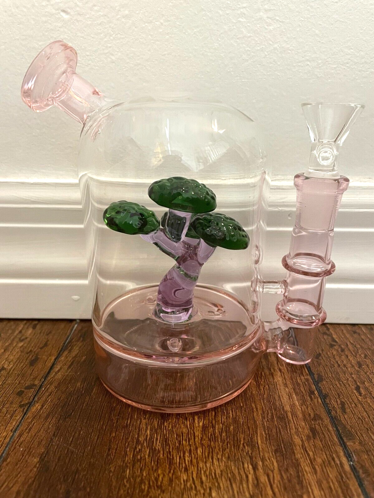 5.5” Premium Glass Water Pipe Bubbler Pink Bonsai Perc 14mm