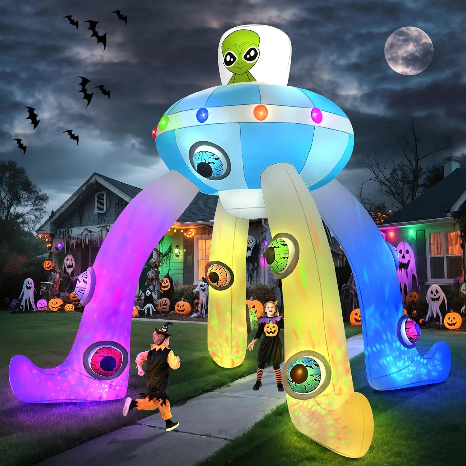 12FT Halloween Inflatables Archway UFO Alien
