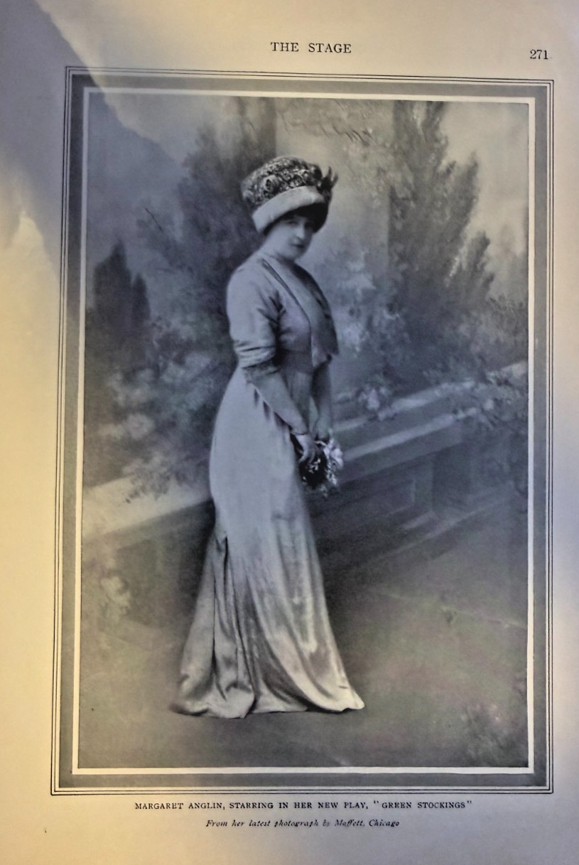 1911 Vintage Illustration Actress Margaret Anglin Starring in Green Stockings