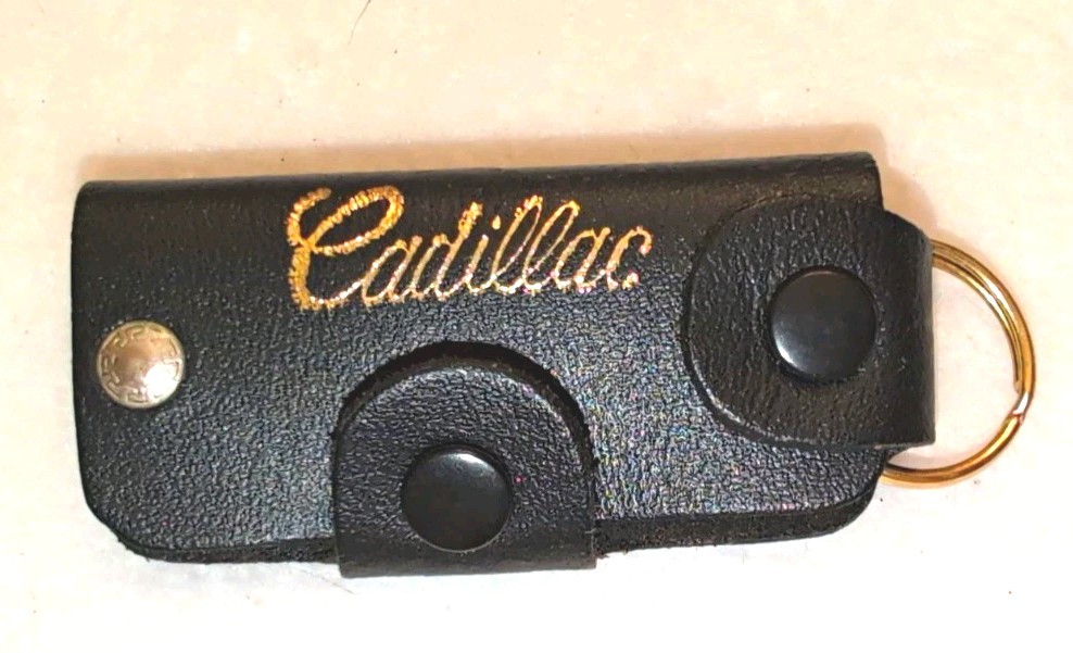 Vtg Al Johnson Cadillac Tinley Park IL Leather Key Case Fob Holder Gold Script