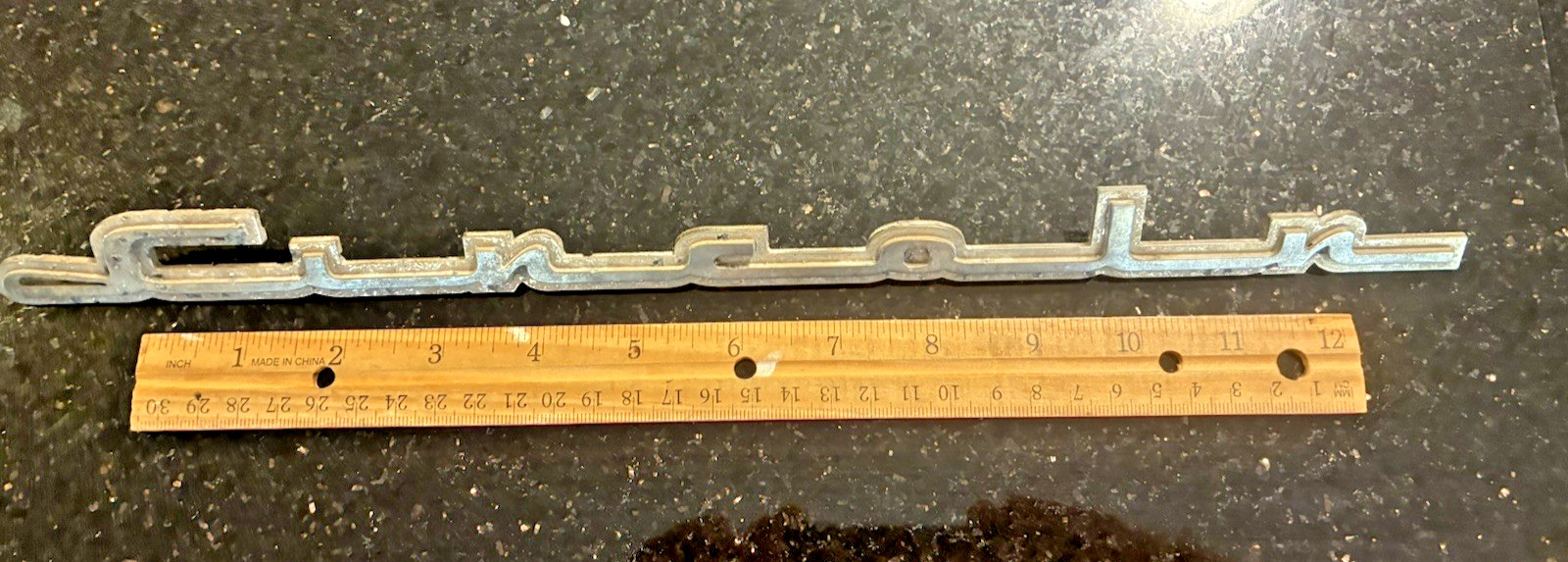 Original VINTAGE 1956 LINCOLN EMBLEM SCRIPT - LONG EMBLEM - PART # BY-7340466-B