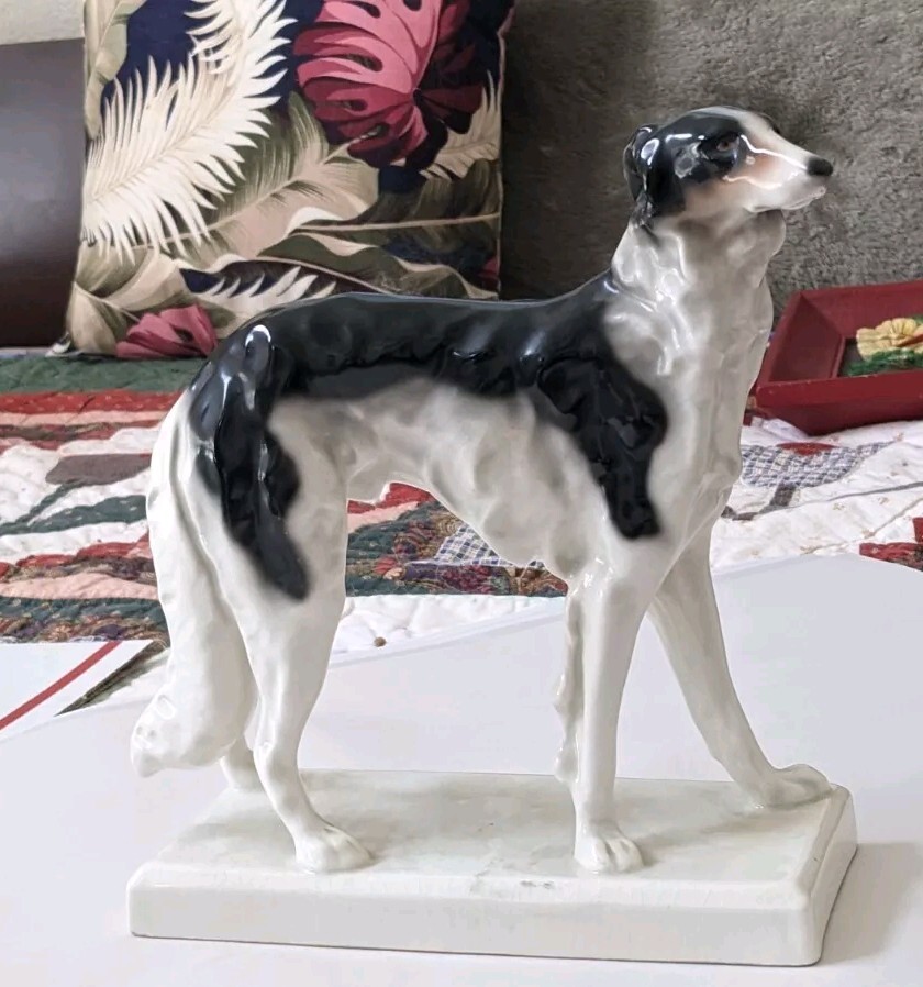 AnTiquE BORZOI ERPHILA GERMANY 1930\'s ART DECO era PORCELAIN DOG FIGURINE