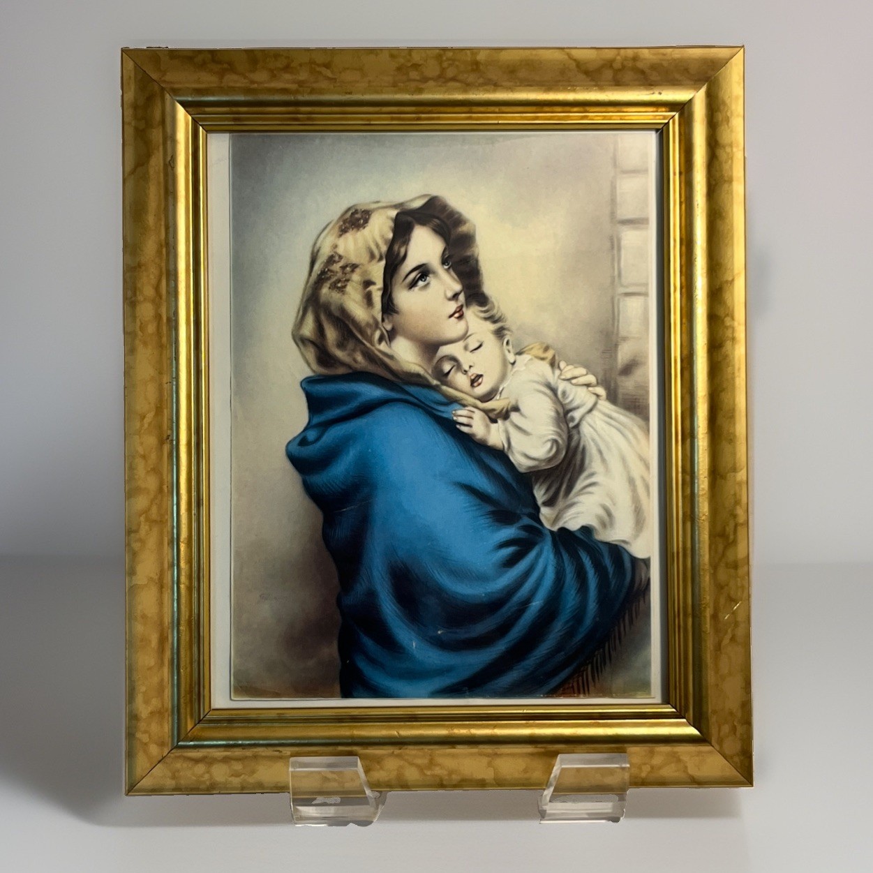 Framed 'Madonna of the Streets' Religious Print in Gilt Wood Frame