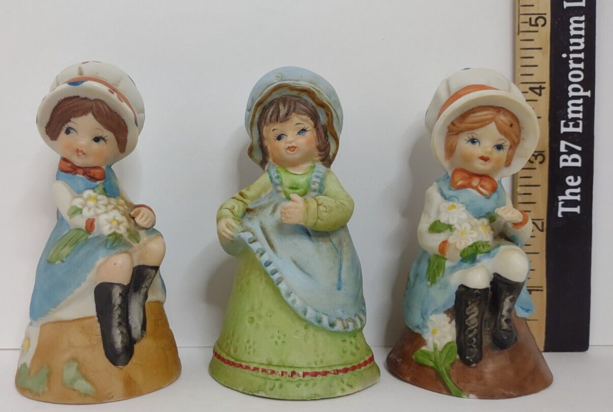 Vintage - Lot of 3 - Adorabelles - Jasco Bell Girl Figures - Frankel Approx. 4\