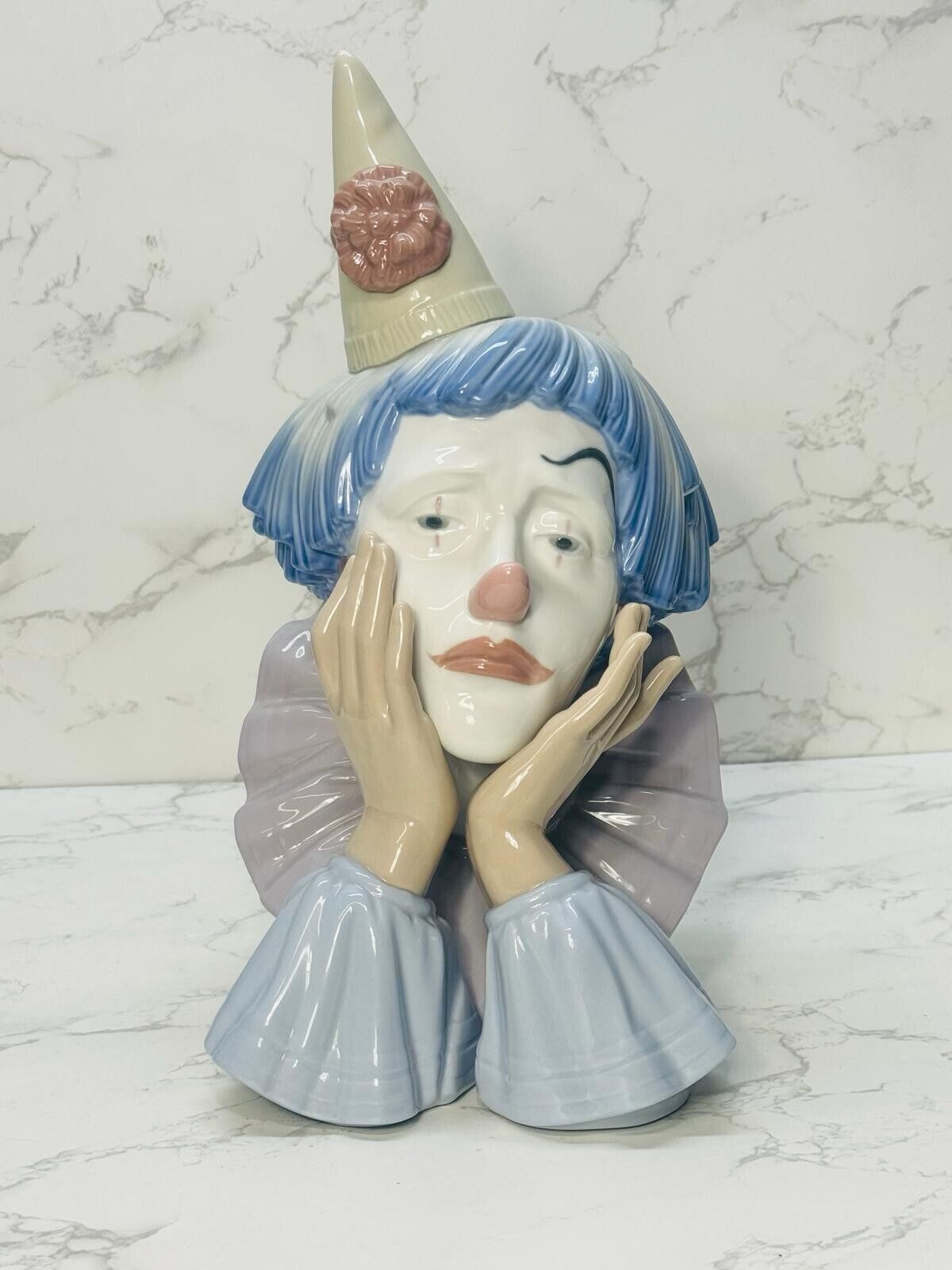 Lladro 1981 Spain 5129 Jester Head Sad Clown Bust Porcelain Figurine