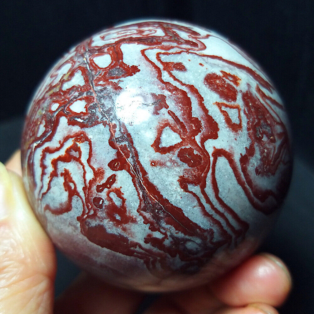 TOP308G 61mm Natural Polished Mexico Red Stripes Agate Crystal Sphere Ball A1809