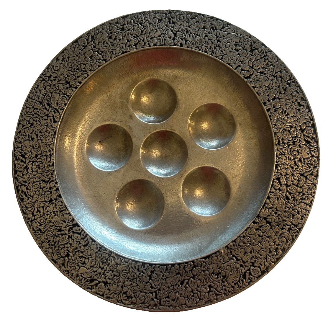 Vtg Wilton Columbia RWP Pewter Jewish Passover Sedar Plate 9” Passover Decor