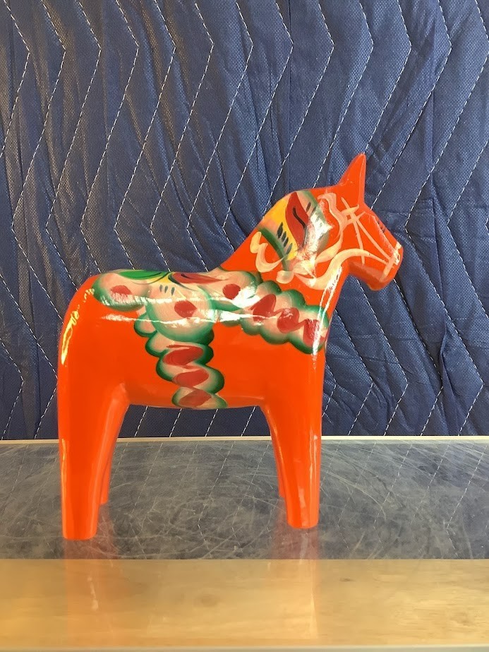 Vintage Nils Olsson Wooden Red Dala Horse Hand Painted Swedish Folk Art