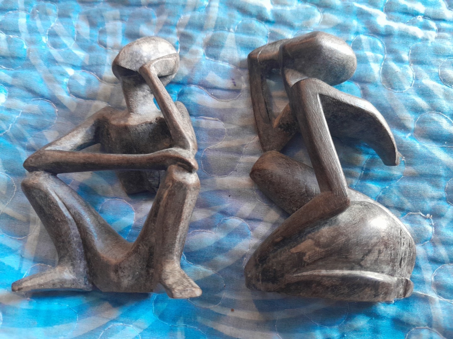 2 Abstract Art Handcarved Figurines Set Of 2-4 Inches Each 