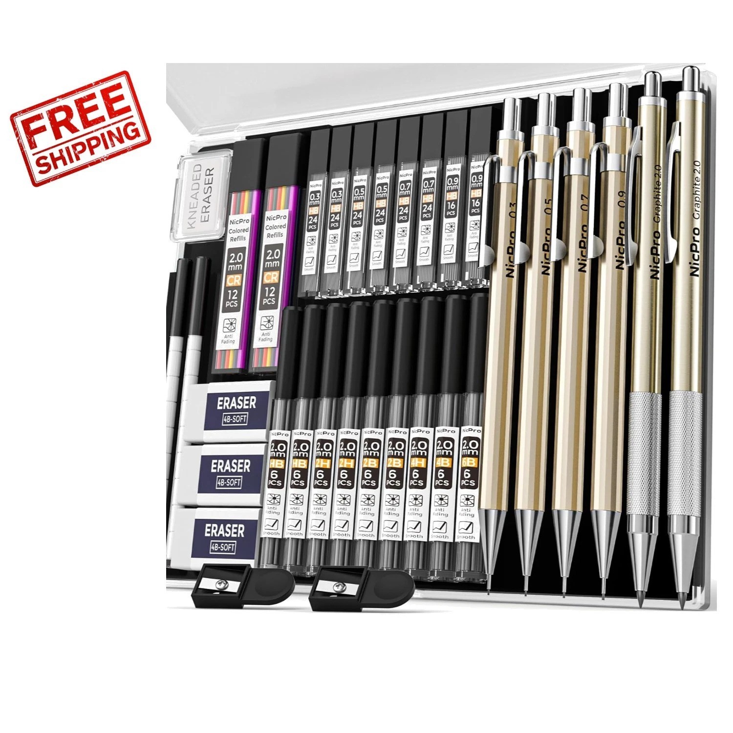 Artist-Grade 34PCS Mechanical Pencil Set for Precision Drawing and Sketching