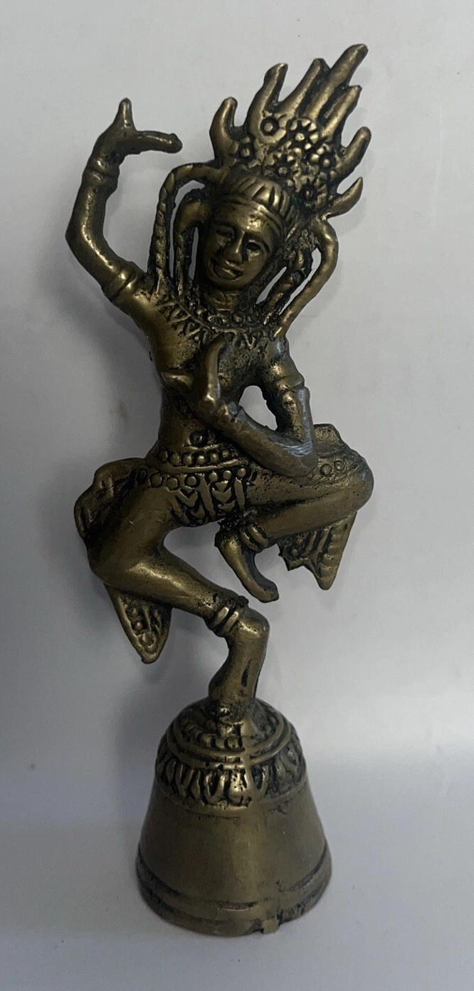 Vintage Brass Bell Dancing Hindu Deity Statuette/bell Cambodian? Thai?