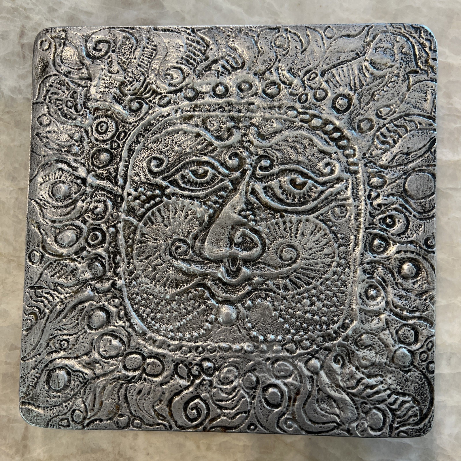 Don Drumm Aluminum Sun Signed Cast Aluminum Art Sculpture Trivet 8x8