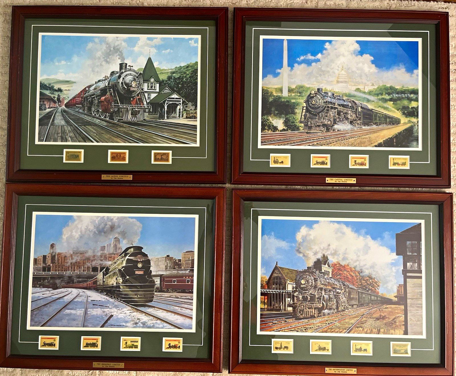 Jim Deneen Framed Railroad Train Art Prints Lot of 4: Alton, Capitol & More