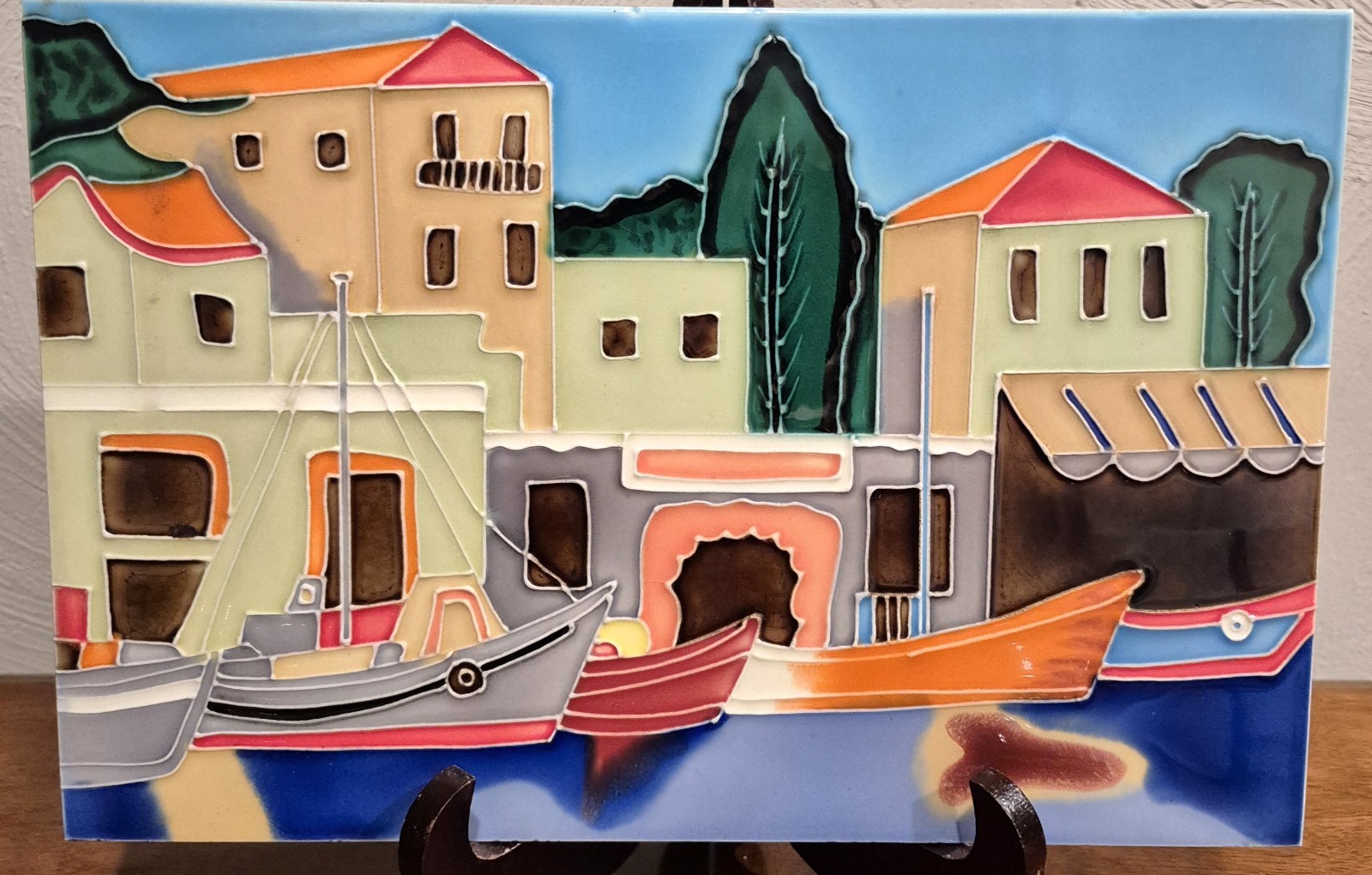 VTG Benaya Hand Painted Terra Cotta Tile-Mediteranean-11.5\