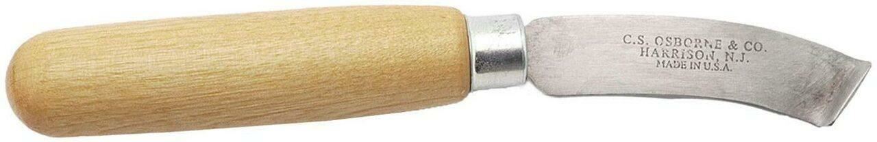 C.S. Osborne Left Hand Curved Lip Knife - Hardwood Handle, 2-11/16 Inch Blade