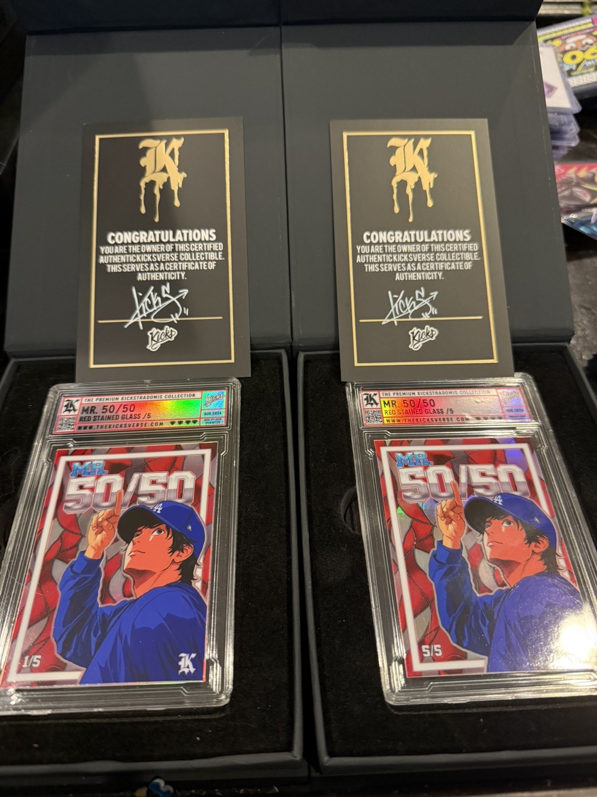Kickstradomis Shohei Ohtani RED 50/50 Stained Glass BOOKEND SET 1/5 & 5/5 RARE