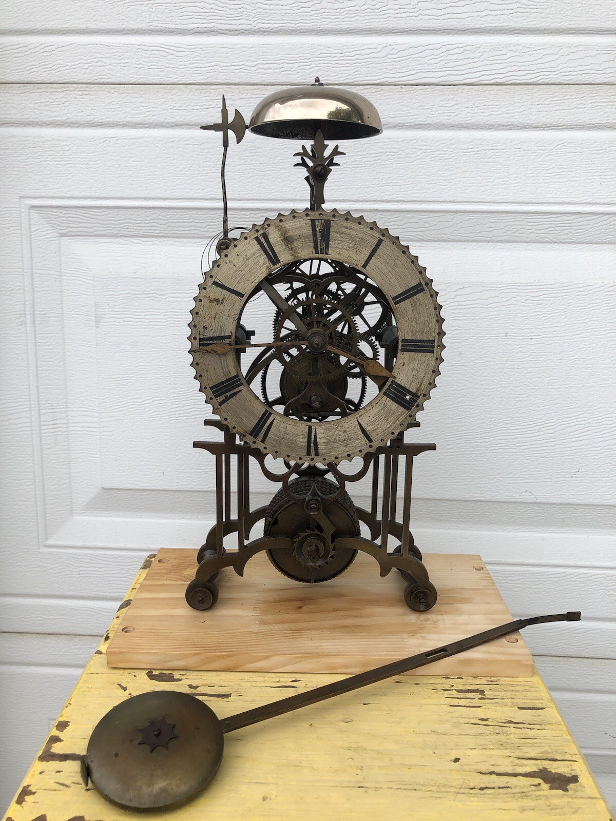 Antique 1840s Victorian Fusee Skeleton Clock/Key Antique 1840s Victorian Fusee Skeleton Clock/Key
