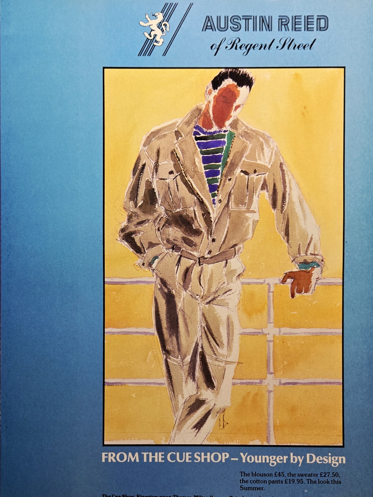 1984 The Cue Shop Print Ad - Austin Reed of Regent Street Men's Fashions