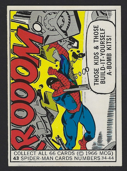 1966 Donruss Marvel Superheroes SPIDER MAN #43 Sharp