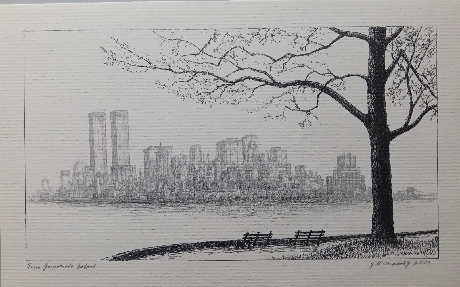 Geoffrey K Mawby Signed Holiday Cards 16pc 1983-2003 Twin Towers & more