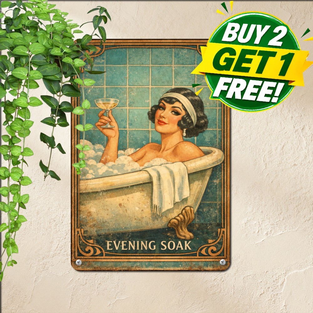 Roaring Twenties Champagne Toast Sign Flapper Era Bar Metal Tin Plaque 8x12