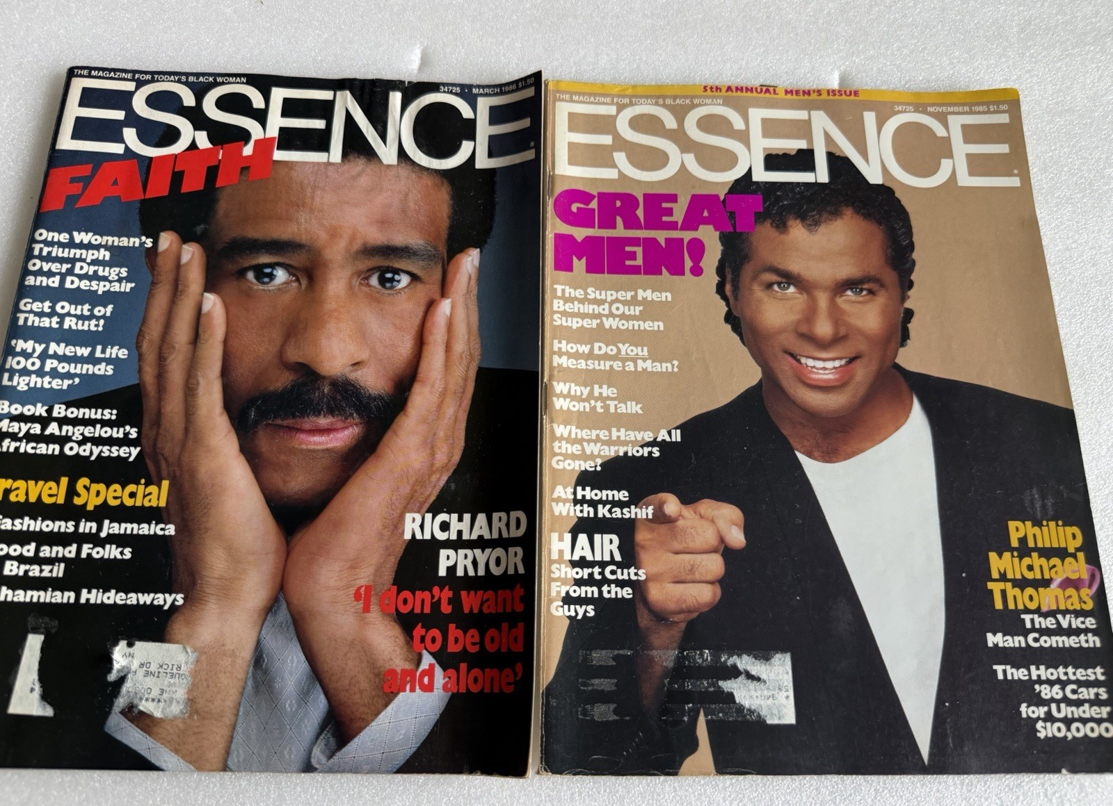 Lot Of 2 Essence Magazine March 1986 & Nov 1985 Richard Pryor - Philip M Thomas