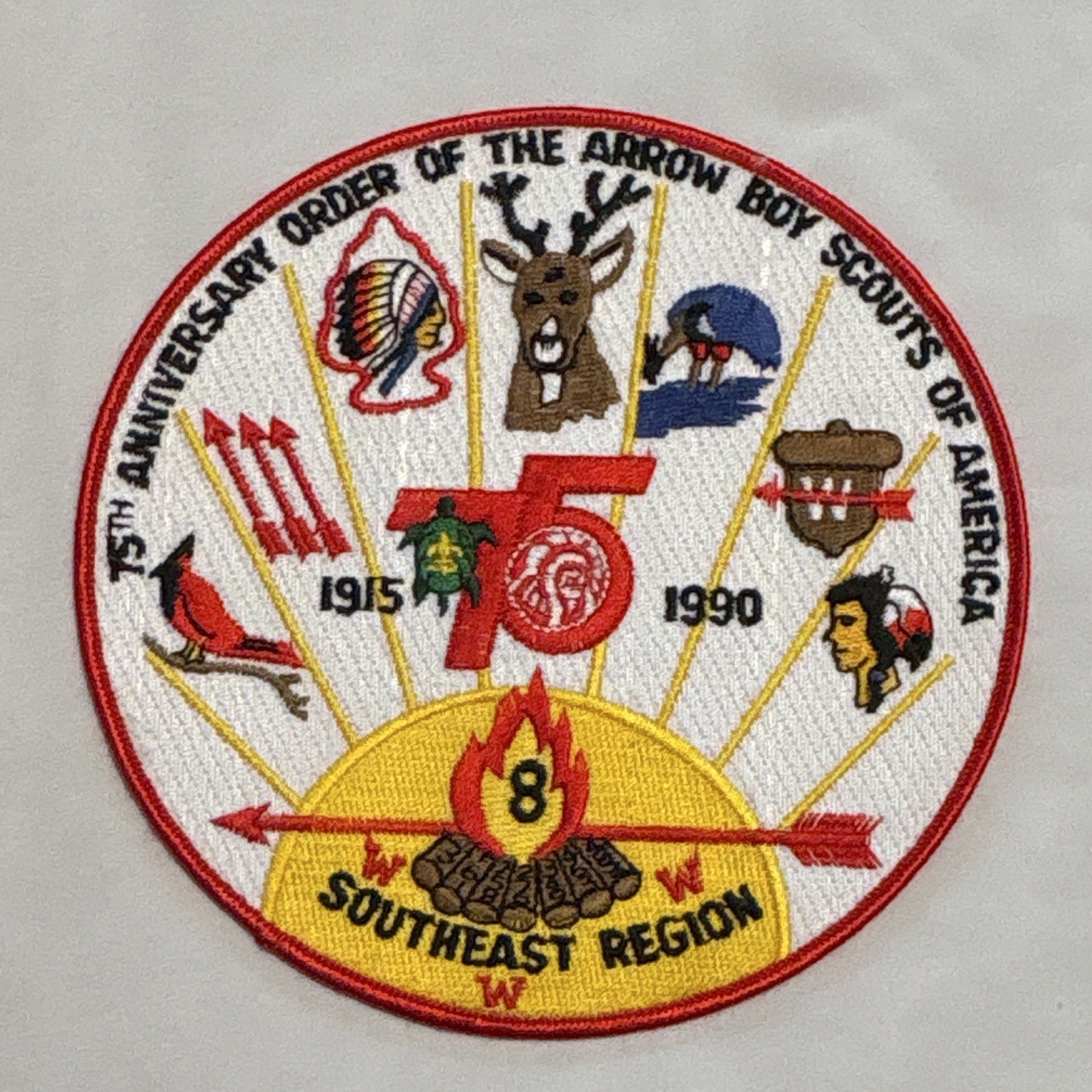 Vintage 1990 BSA OA SE-8 75th Anniversary Southeast Region Jacket Patch 6.5\ Vintage 1990 BSA OA SE-8 75th Anniversary Southeast Region Jacket Patch 6.5\