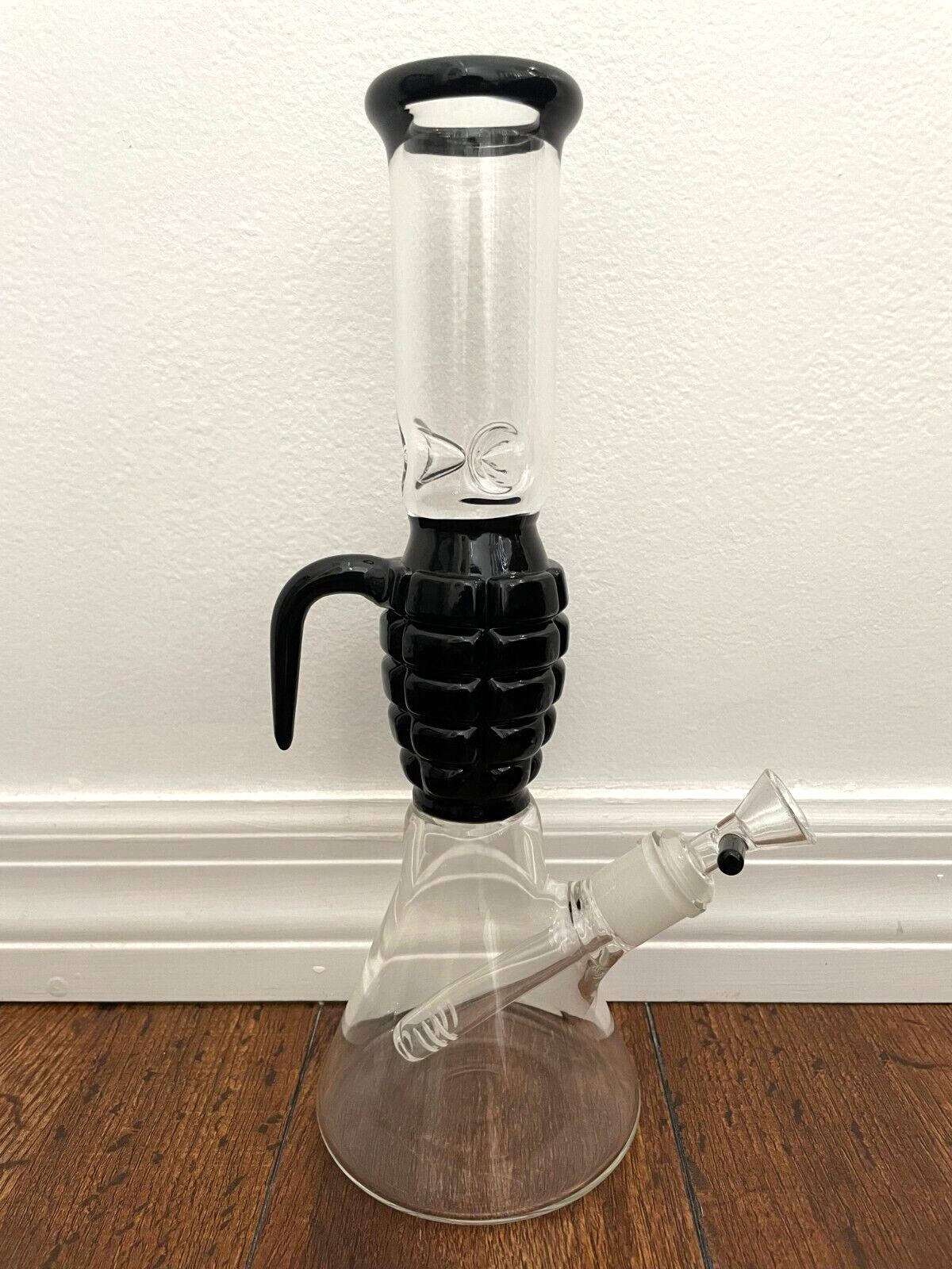 12.5” Premium Glass Water Pipe Black Gernade Beaker Bottom 14mm