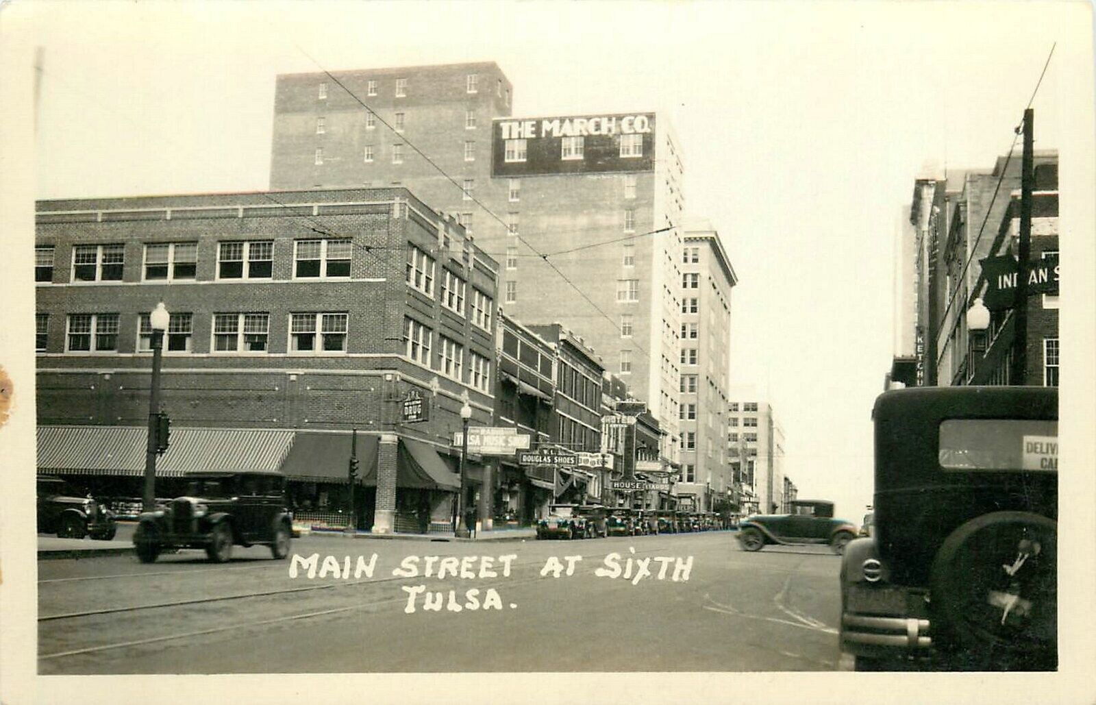 Postcard RPPC 1930s Oklahoma Tulsa Main Street Automobiles OK24-486