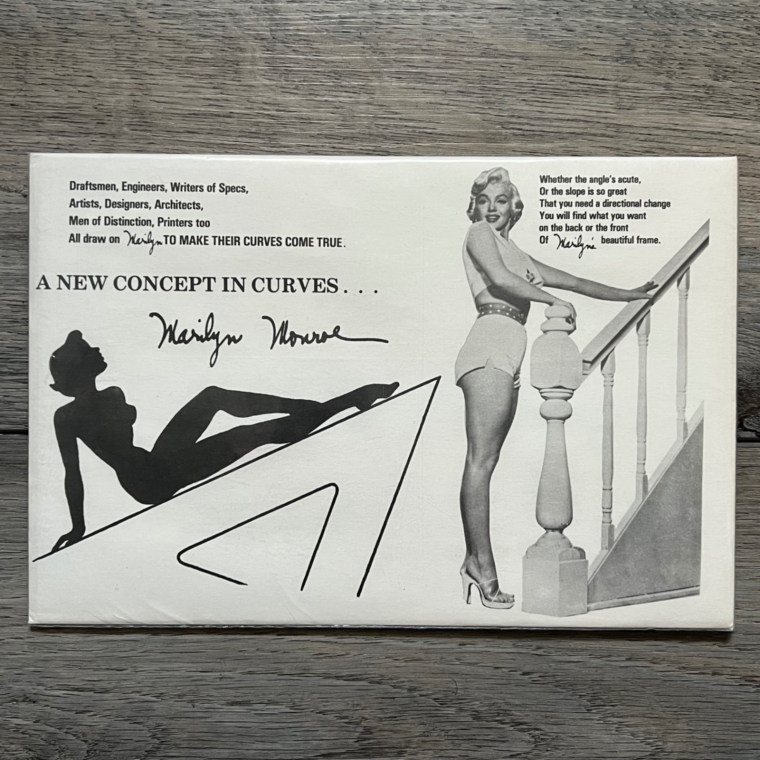 1956 Marilyn Monroe Drawing Aid Drafting Template Protractor Stencil Sealed