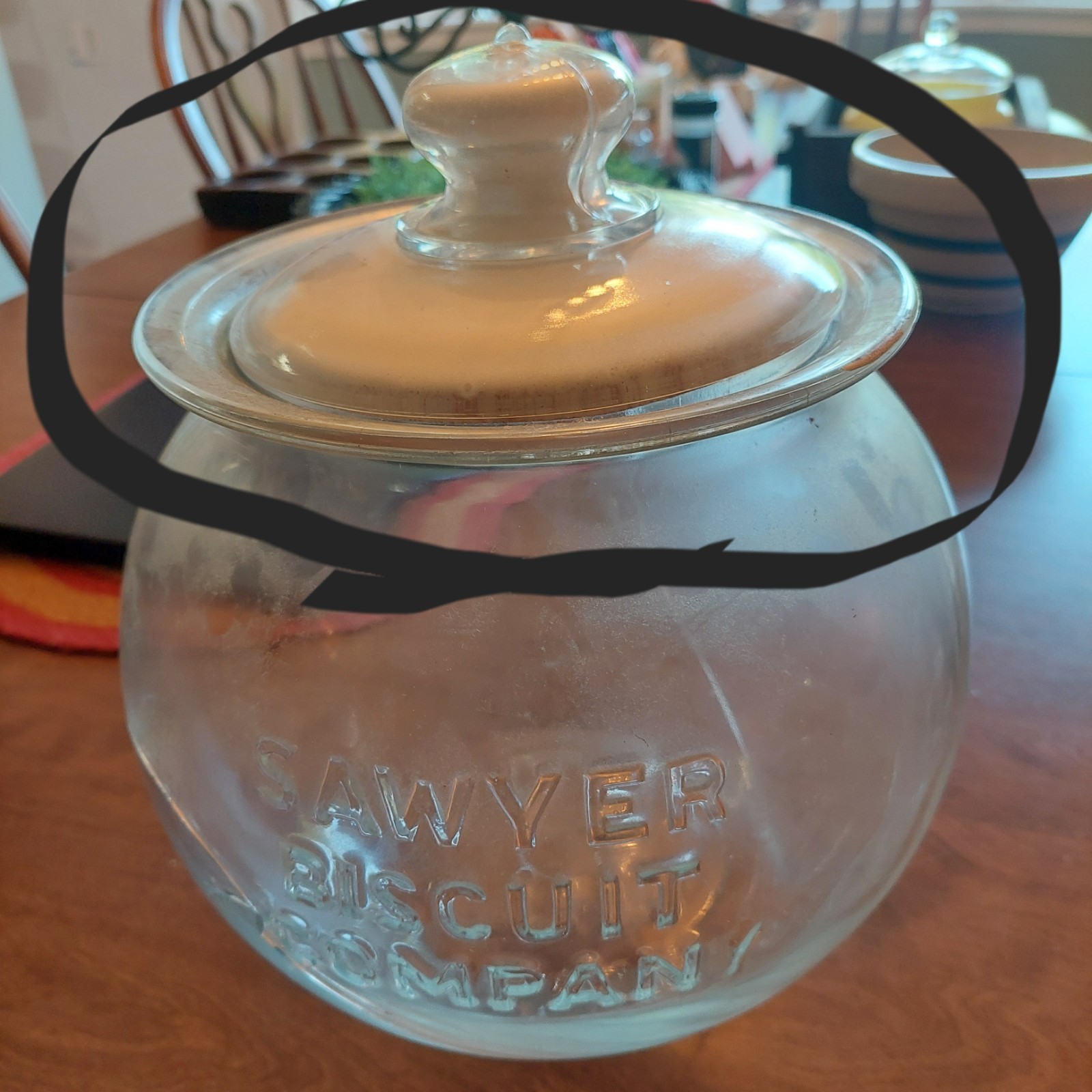 Antique Sawyer Biscuit Jar LID ONLY
