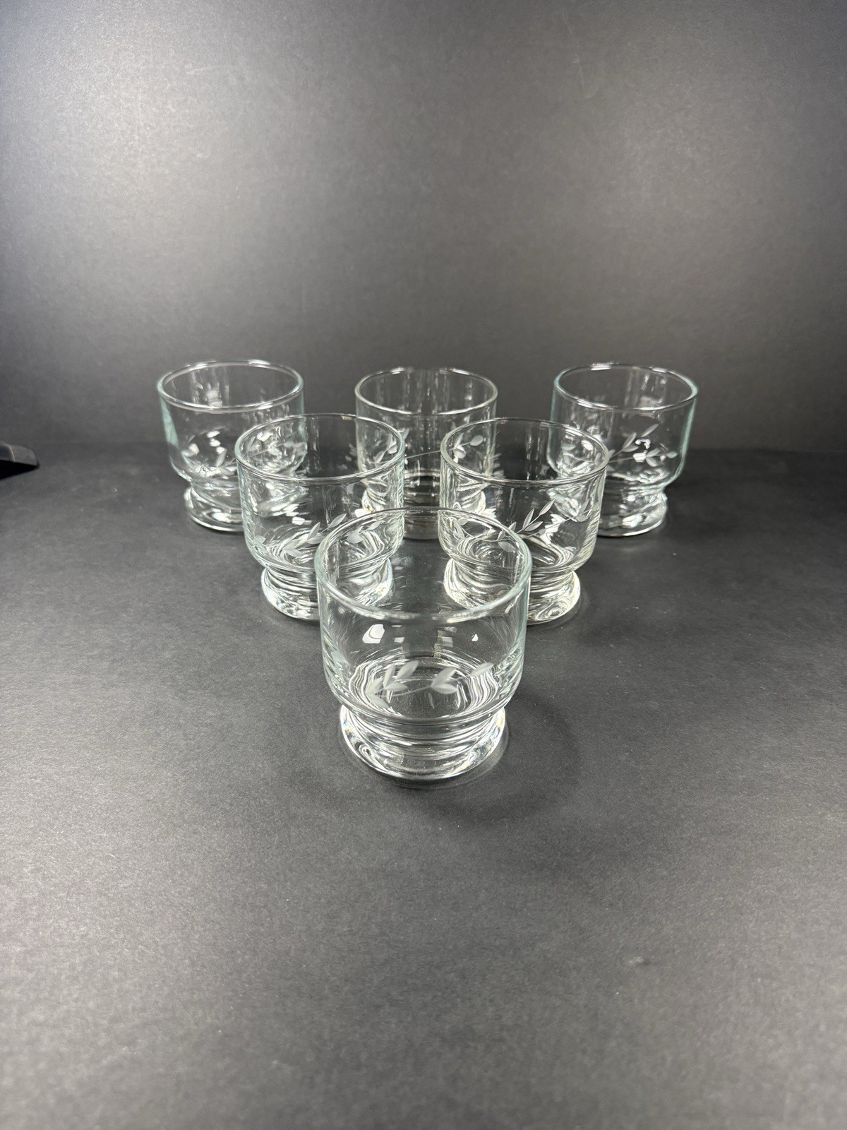 Vintage Style Etched Old Fashioned Juice Cocktail Glasses Set 6