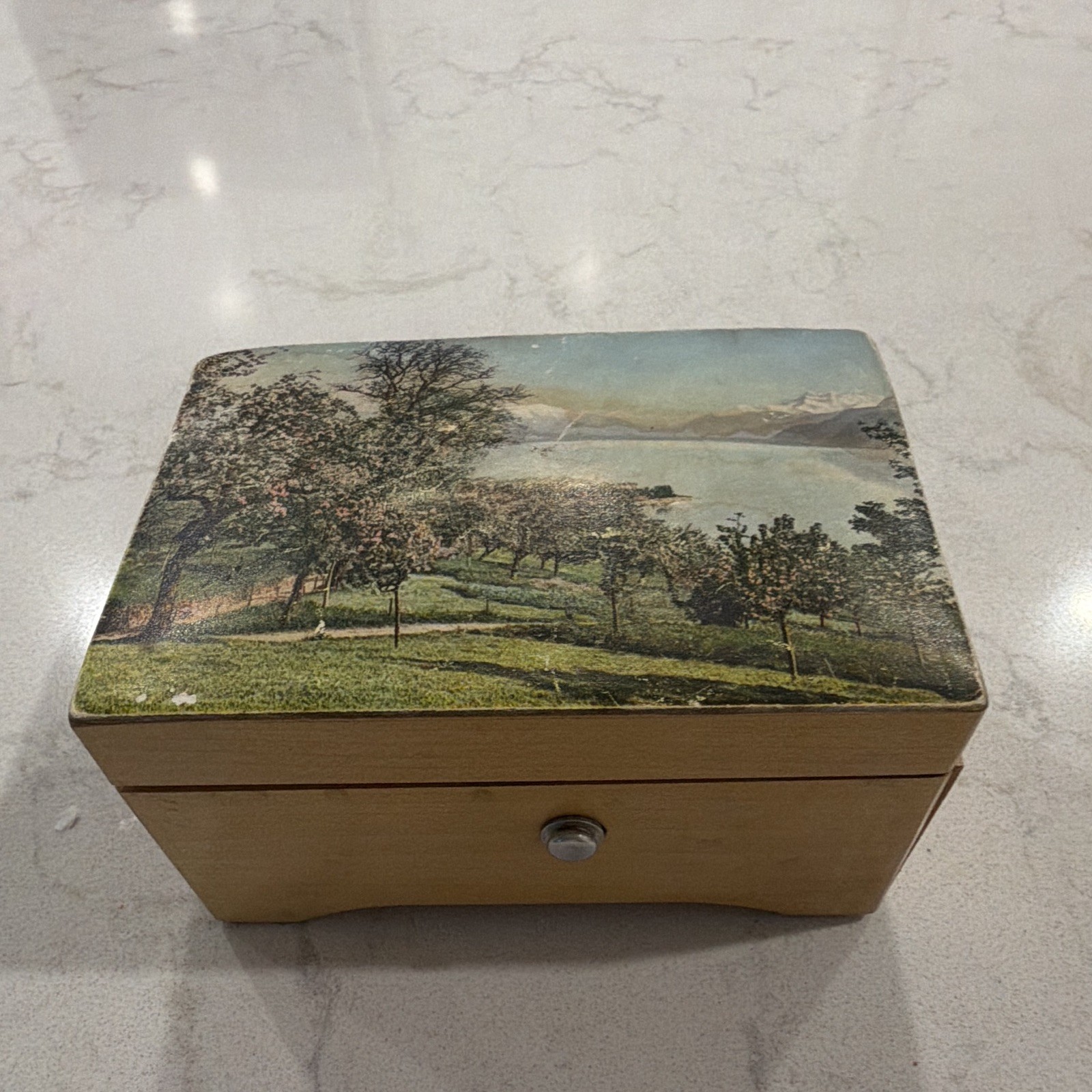 Thorens Swiss Wooden Music Box Plays 1944 O Susanne Overland Wagon Annie Laurie 