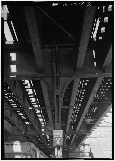East Tremont Avenue Bronx NY 1900s Elevated Subway Underpass Bus Stop