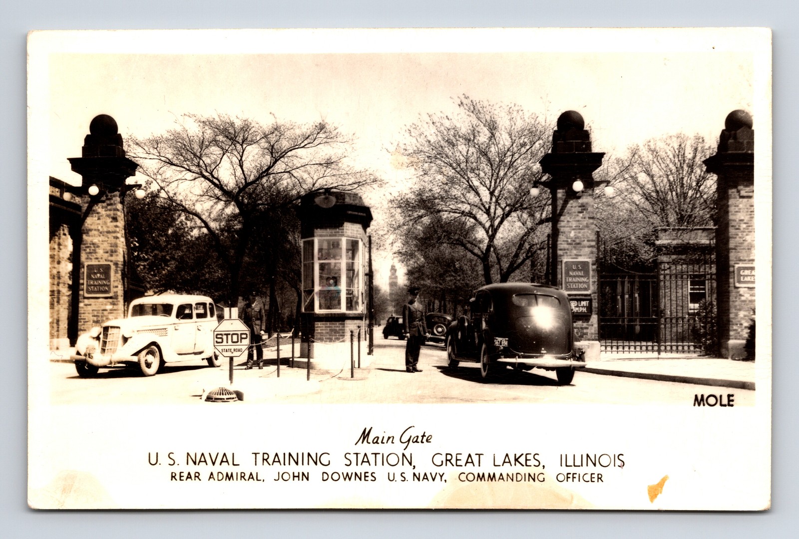 US Naval Training Station Old Cars Great Lakes Illinois IL Real Photo Postcard