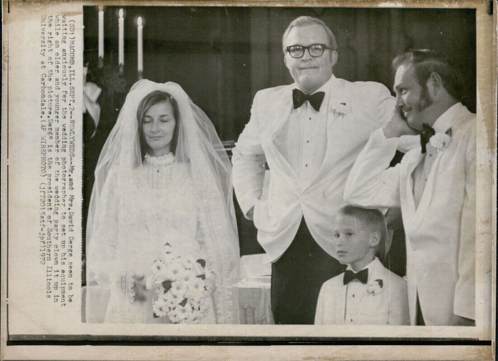 1972 David Derge Macomb Il Wedding Party University Illinois Wirephoto 8x10
