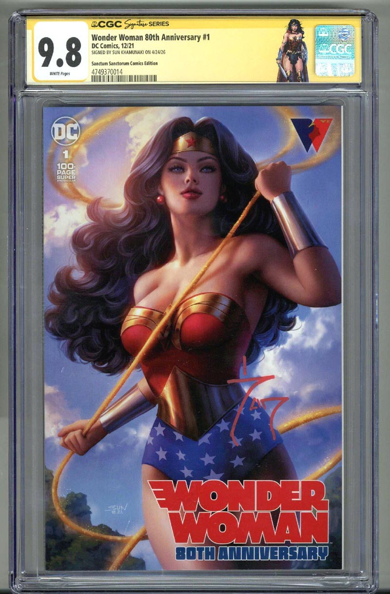 WONDER WOMAN 80th ANNIVERSARY CGC 9.8 SS SIGNED SUN KHAMUNAKI VARIANT LOW POP 2