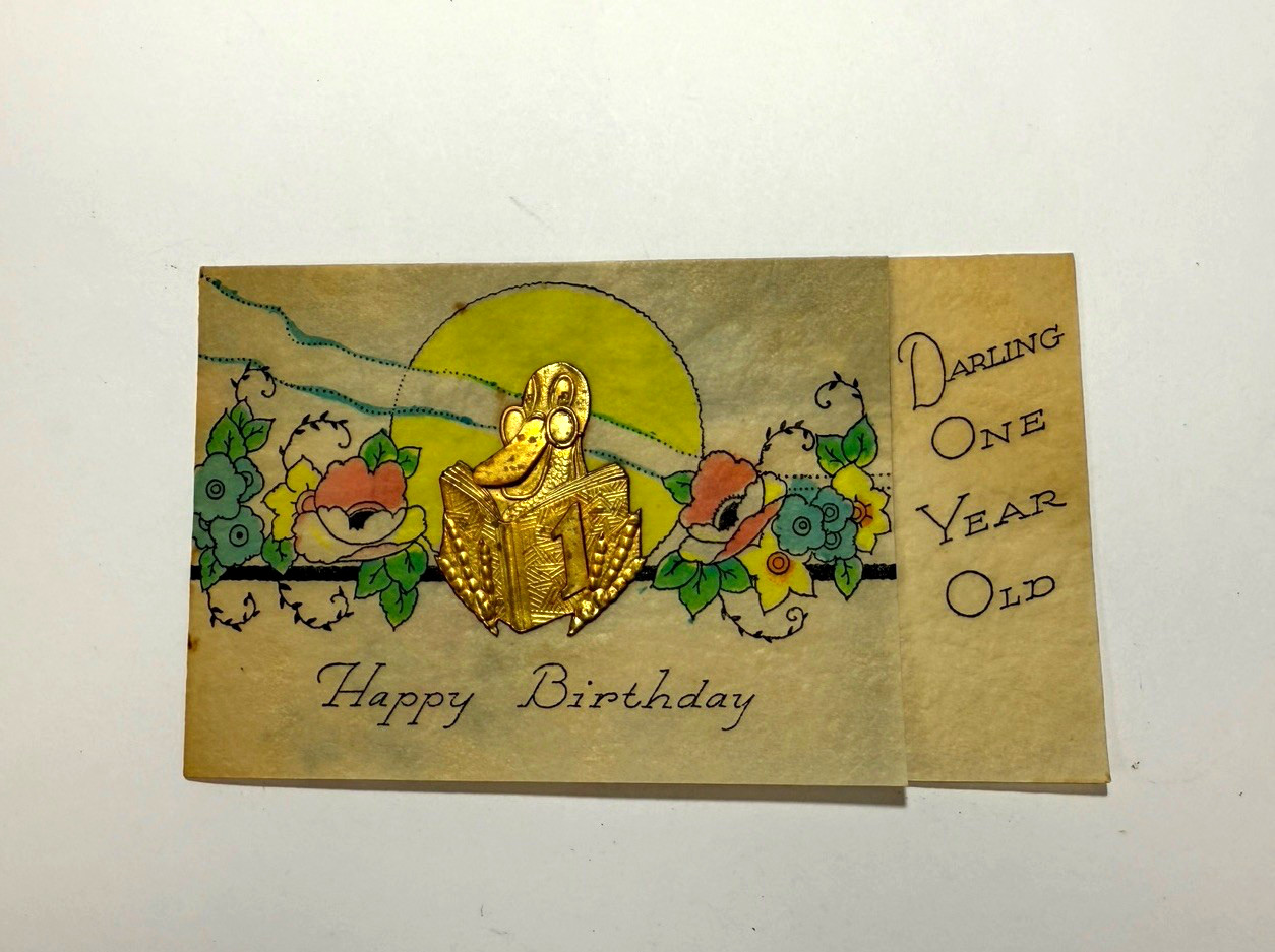 Antique Happy Birthday Card One Year Old