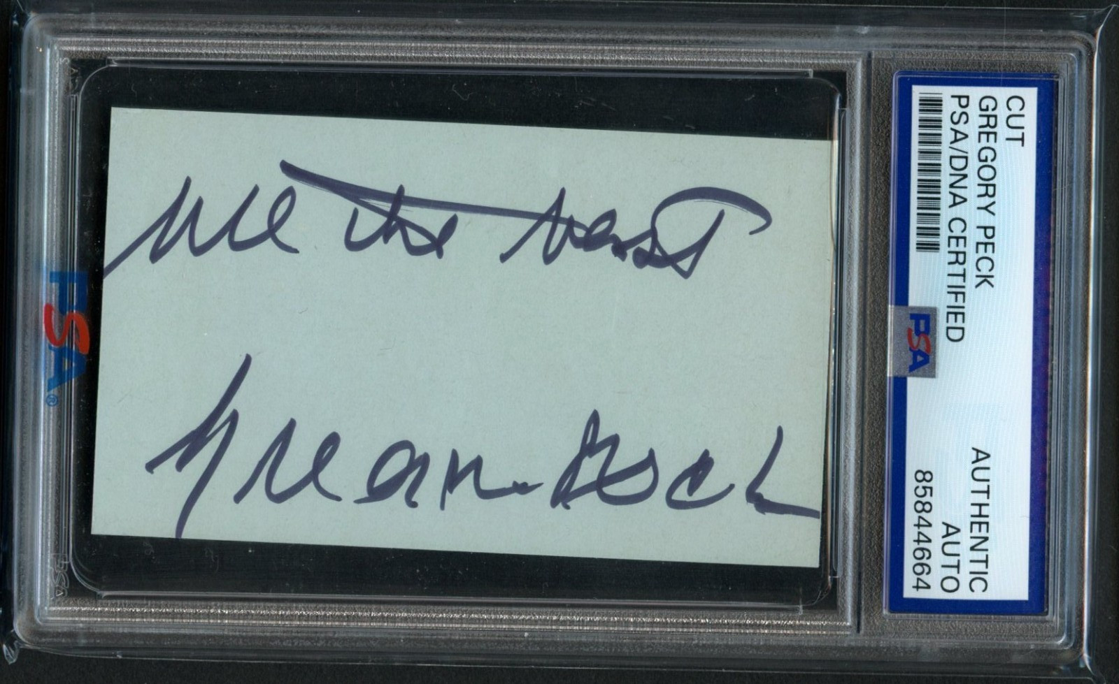 Gregory Peck signed autograph 2x3.5 Cut Actor To Kill A Mockingbird PSA Slabbed