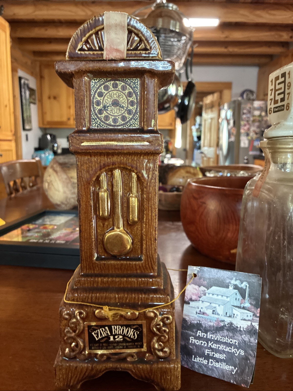 VINTAGE 1970 EZRA BROOKS GRANDFATHER CLOCK DECANTER