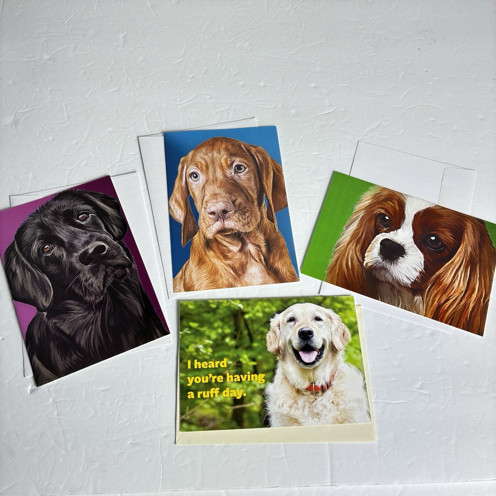 Retro Dog Greeting Cards Bundle Lot Of 4 Cavalier Lab Scrapbook Crafts Ephemera